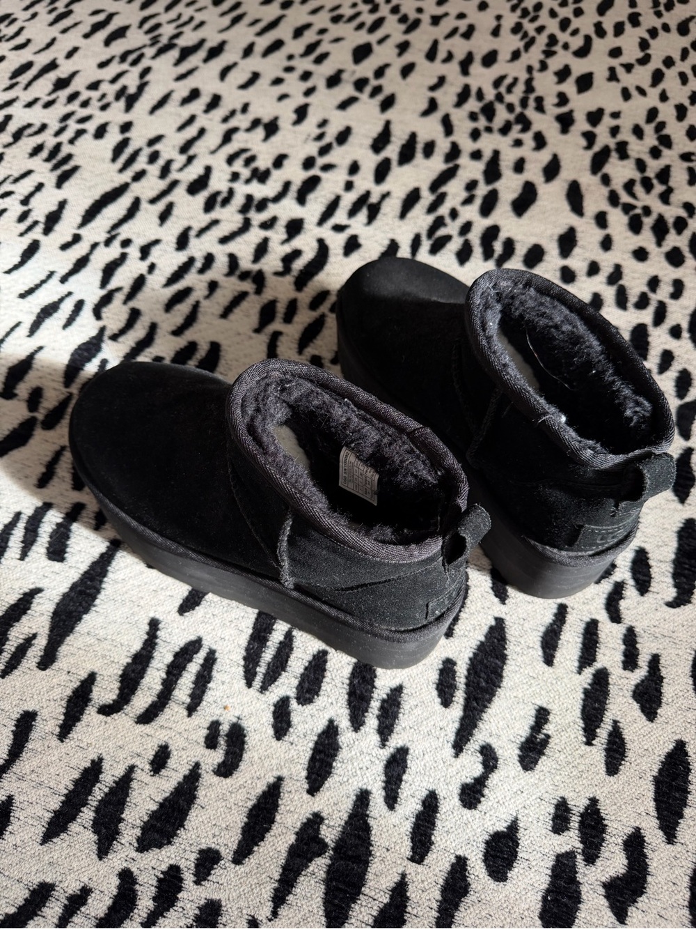 Women's Black Platform Mini Ugg Boots - Picture 3 of 5